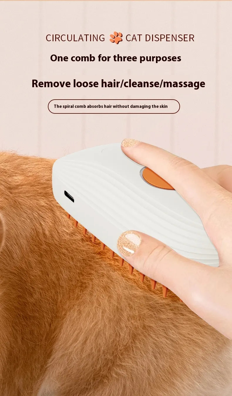 Cepillo de vapor para mascotas, cuidado del pelaje de perros y gatos