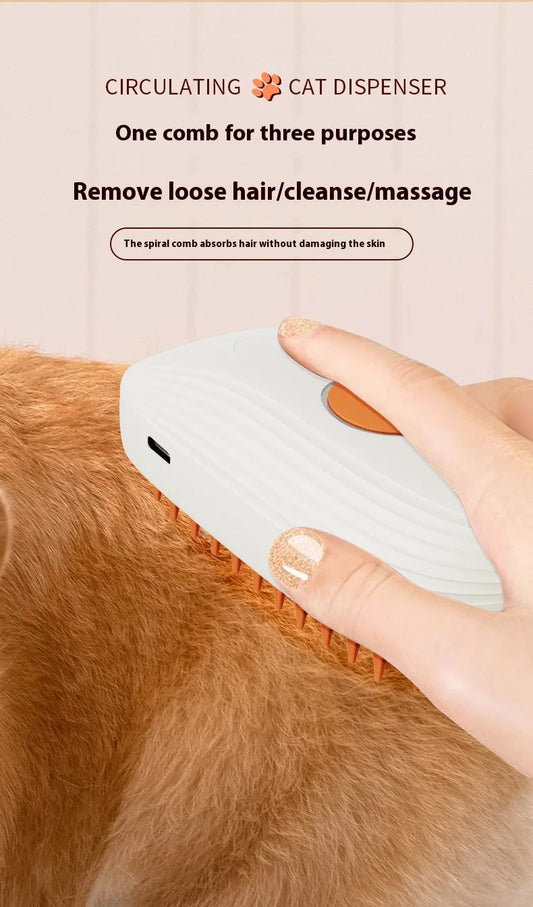 Cepillo de vapor para mascotas, cuidado del pelaje de perros y gatos
