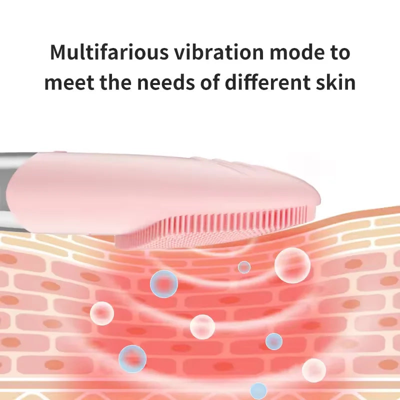 Square Electric Facial Cleansing Brush Silicone Rechargeable Introducer Beauty Device Ultrasonic Face Cleaning Massage Tool