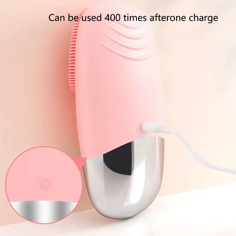 Square Electric Facial Cleansing Brush Silicone Rechargeable Introducer Beauty Device Ultrasonic Face Cleaning Massage Tool